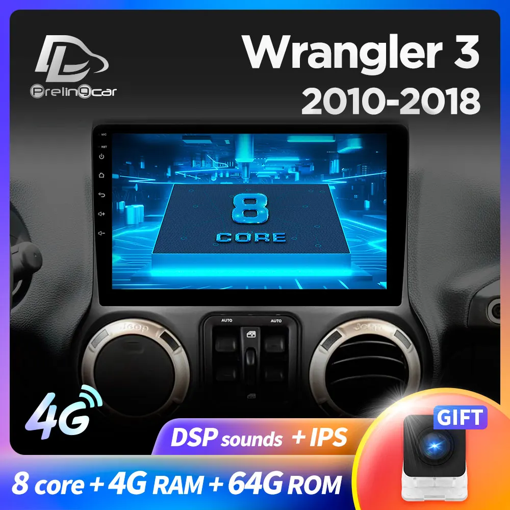 Prelingcar для Jeep Wrangler 3 JK 2010 12 15 16 17 android система DSP Автомобильный GPS радио мультимедиа no