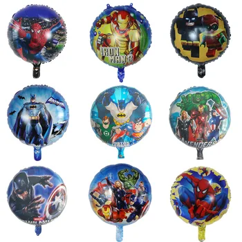 

50pcs/lot 18inch Spiderman Foil Balloon Iron Man Batman Hero Helium Ballon happy Birthday Party Decorations Kids Toys Air Globos