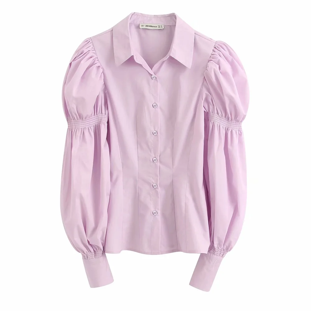 Новинка Весна 2020 женская тонкая рубашка из поплина с отложным воротником и