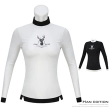 PGM, женская футболка для гольфа с длинным рукавом, дышащие мягкие топы, женская спортивная командная форма с круглым вырезом, одежда для гольфа D0827