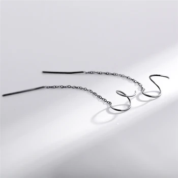 

Sole Memory Black Geometry Creative Tassel Spiral Earring 925 Sterling Silver Fashion Female Dangle Earrings SEA668