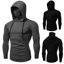 

Men Autumn Hoodies Casual Gym Thin Long Sleeve Hoodie Face Cover Solid Color Sweatshirt Men Clothes Sudaderas Hombre 2021