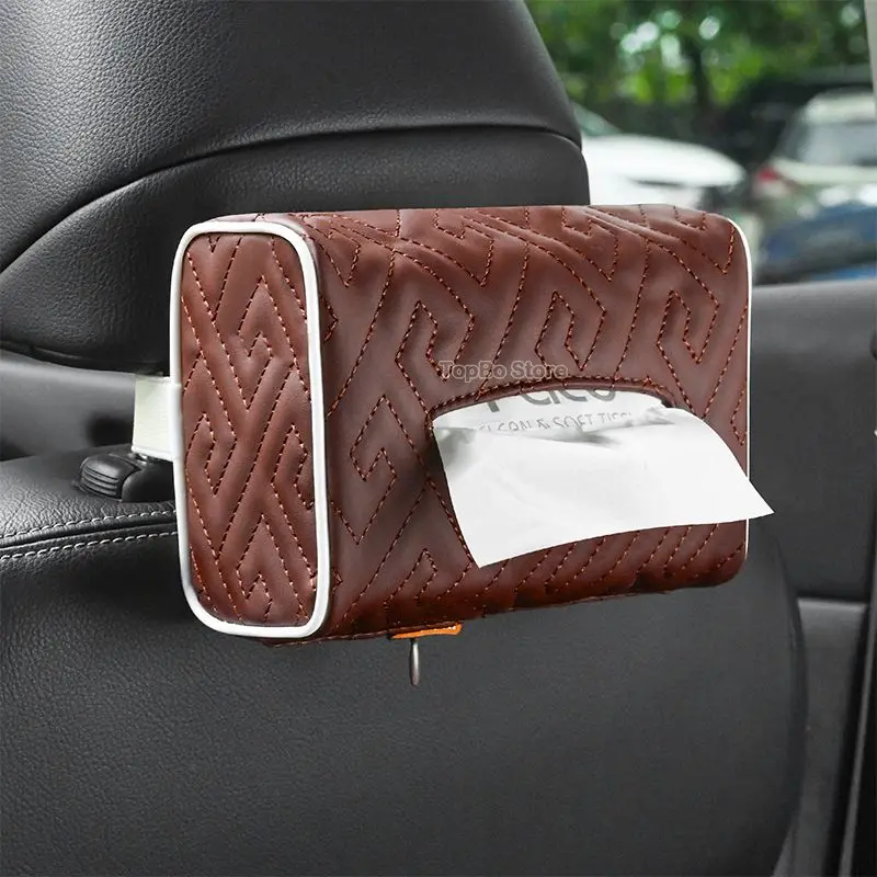 Auto-Müllsack, überlegenes Pu-Leder mit LED-Licht und  Magnetverschluss-Design, Bundle mit Tissue-Box und 30  Einweg-Innenmüllsäcken, wasserdicht v