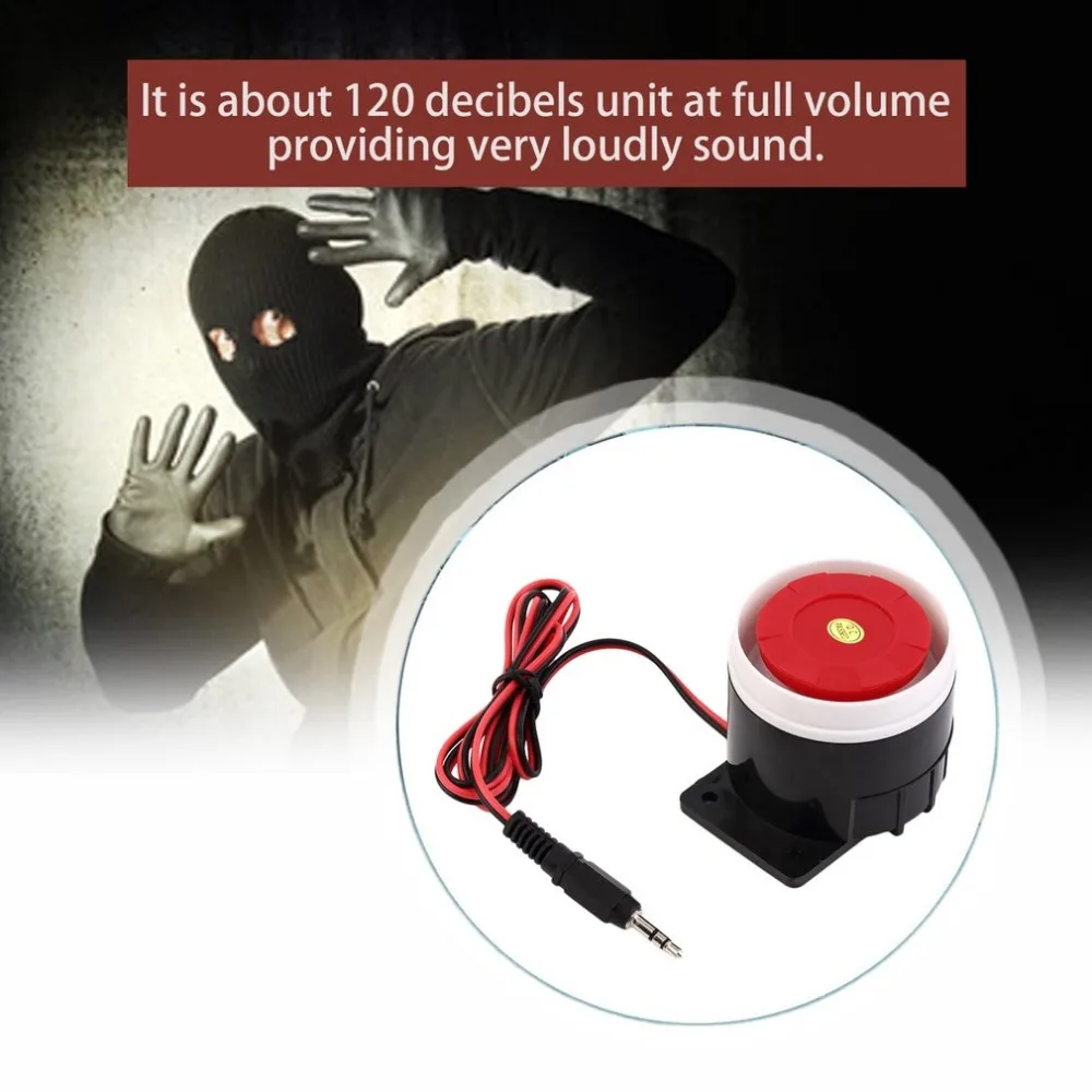 

2018 Newest Ear Piercing Indoor Wired Siren Mini Horn Siren Home Security Sound Alarm System 120dB Durable 12V Wholesale