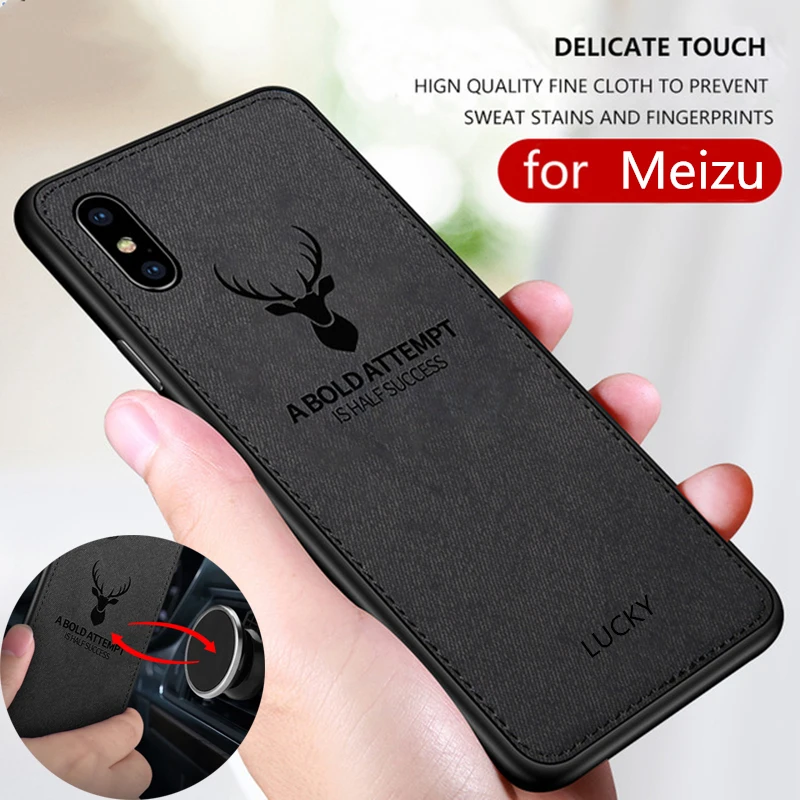 Мягкий чехол из ТПУ на магните с текстурой ткани Олень 3D для Meizu 16 со встроенной