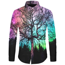 Cloudstyle nova moda imprimir camisas de manga longa para homem botão turn down colarinho outono tops casual streetwear