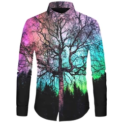 Cloudstyle nova moda imprimir camisas de manga longa para homem botão turn down colarinho outono tops casual streetwear