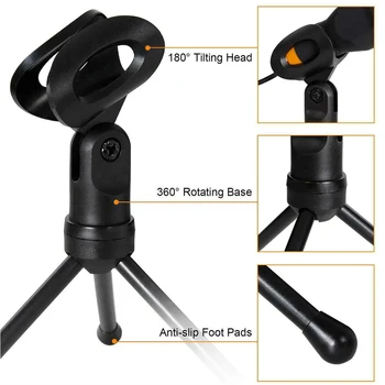 

Professional Condenser Sound Podcast Studio Microphone Wired Microphone For PC Laptop Microphone with base