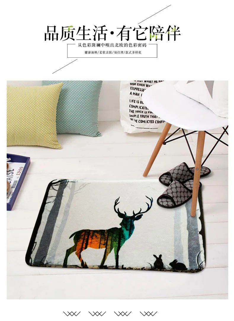Deer Astronaut Mat Rug Doormat Door Mat Foyer Bedroom Mat Bathroom Kitchen Absorbent Pads