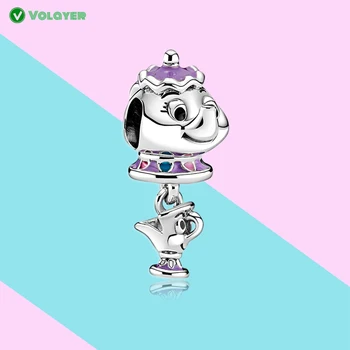 

2020 Cartoon Series 925 Sterling Silver Charm Mrs Potts Charm Beads fit Brand Original Bracelets Women Jewelry Making Gift