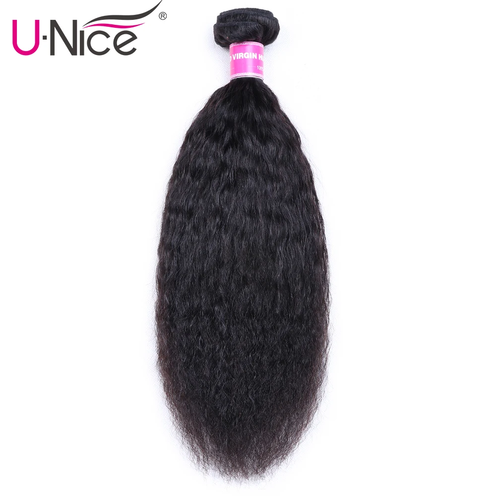 

Unice Hair 1Pcs Lot Kinky Straight Hair Human Remy Hair Extension 8-26inches Brazilian Hair Weave Bundles