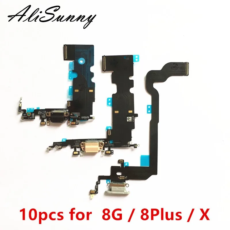 

AliSunny 10pcs Charging Port Flex Cable for iPhone X 8 Plus 8G 5.5 8Plus 8P USB Dock Connector Charger Microphone Repair parts