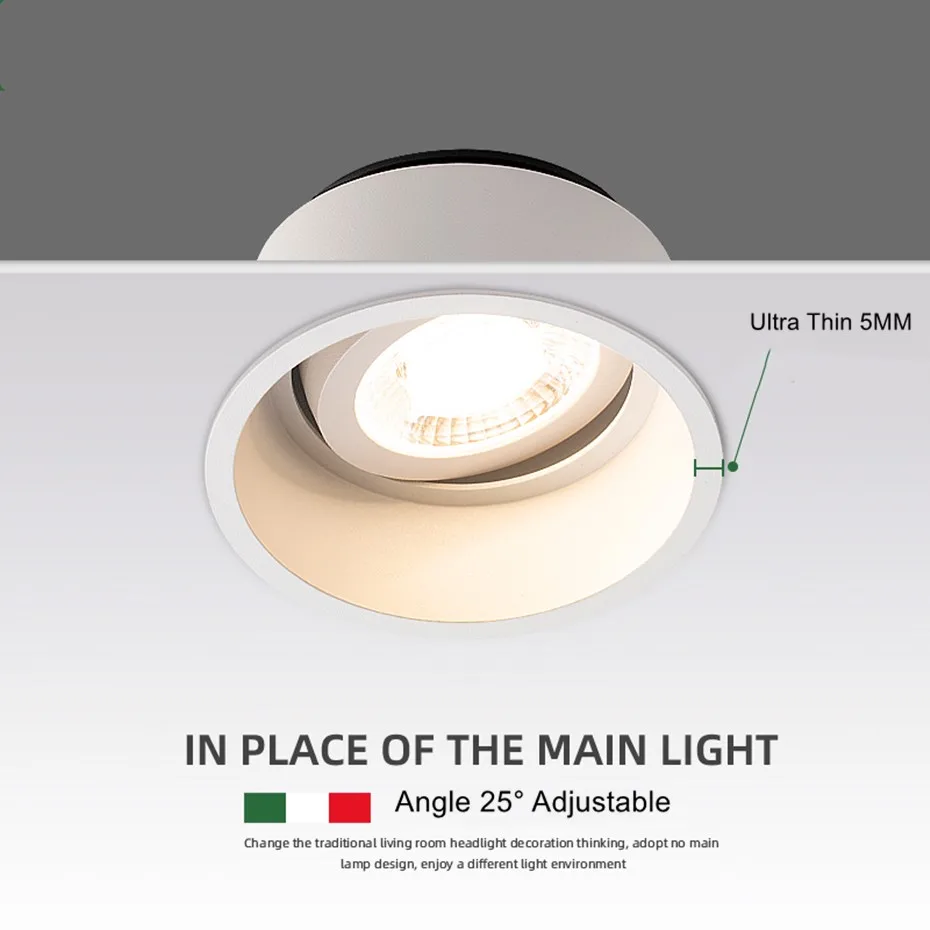 Dimmable LED Spot light 15W 12W Anti-Glare led downlight Angle Adjustable Indoor ceiling lamp Bedroom Kitchen led Recessed light