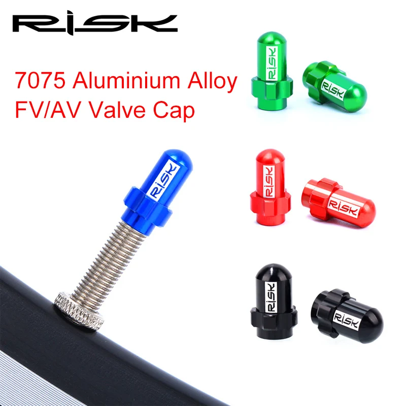 RISK 2pcs MTB Bike Presta Schrader Valve Caps Aluminum Alloy Mountain
