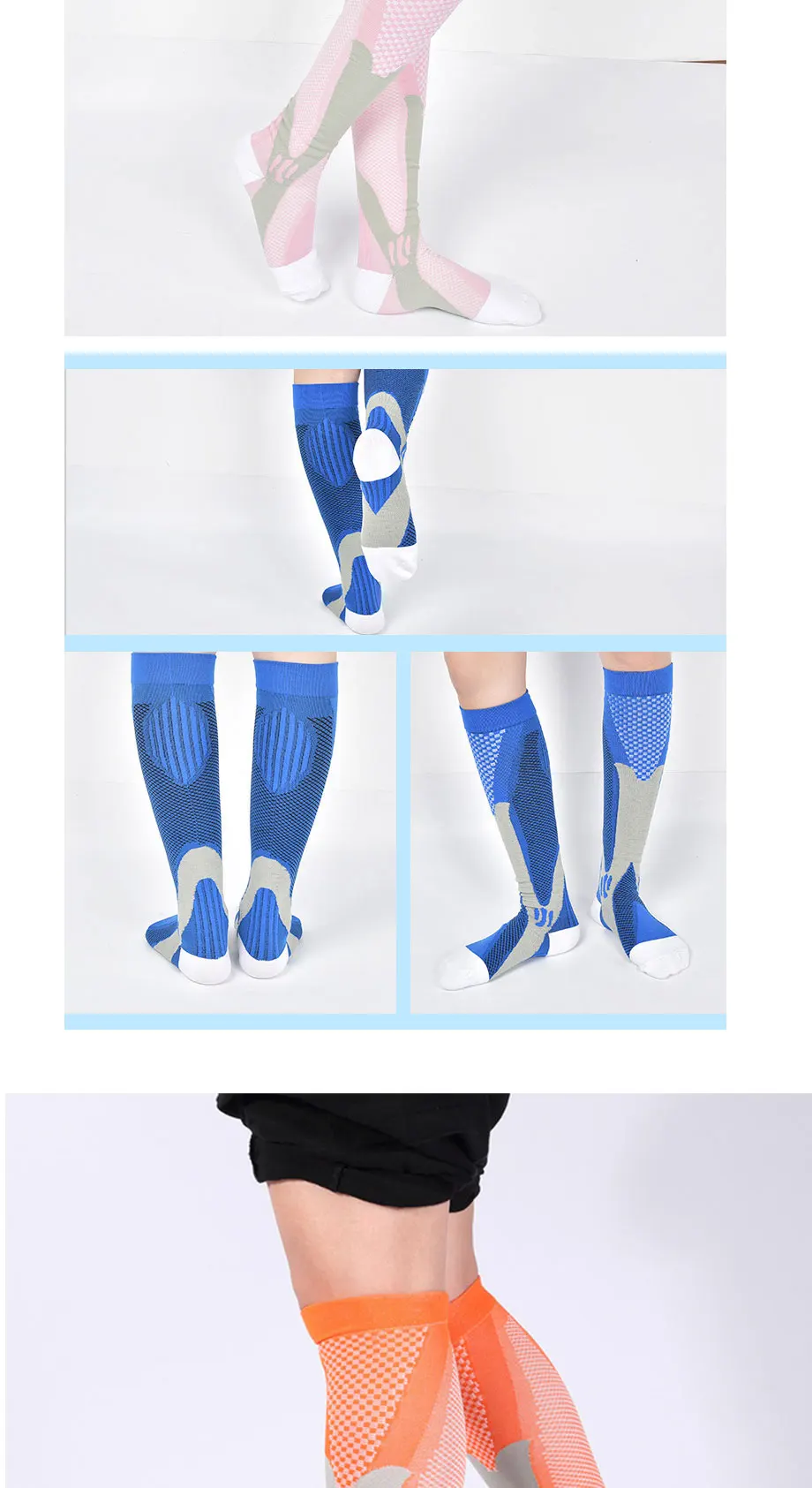 Compression socks for varicose veins Women Men Leg Stocking Support Stretch Below Knee c football socks