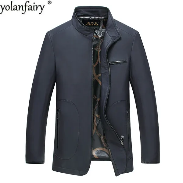 Genuine Leather Jacket Sheepskin Coat for Men Spring Autumn Streetwear Blazer Plus Size Chaqueta JLK16602 MY1771 | Мужская одежда