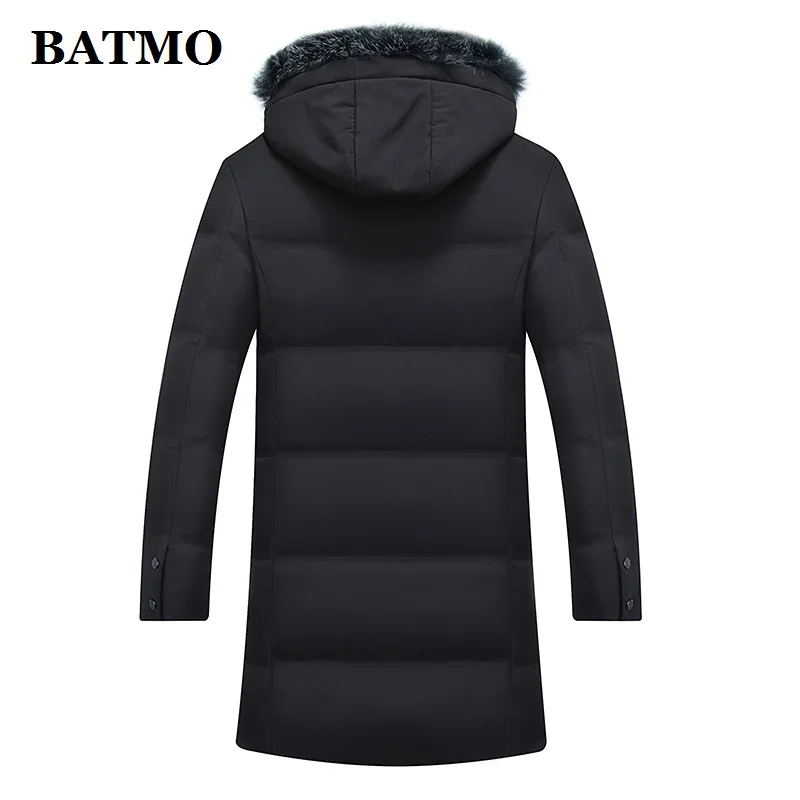 BATMO 90% белые куртки с капюшоном на утином пуху для мужчин, мужские куртки с меховым воротником из лисьего меха, большие размеры 18012