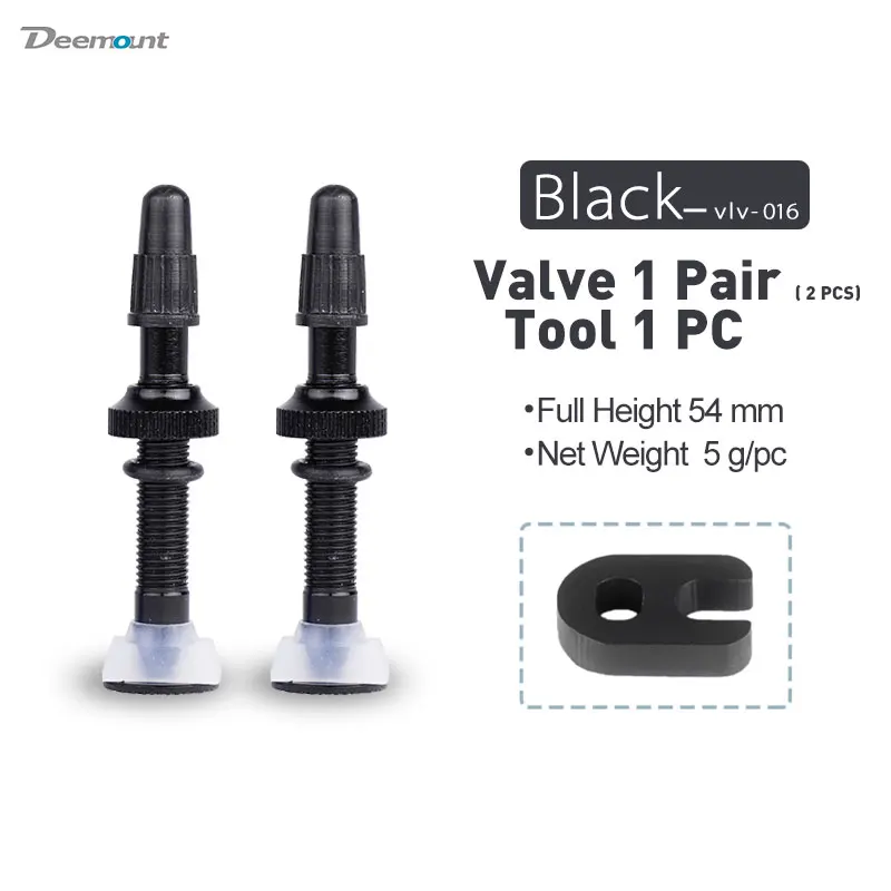 1 Pair Black 54mm Bicycle 54mm Presta Valve for Road MTB Bicycle Tubeless Rim Brass Core Alloy Stem Tubeless Sealant Compatible - Color: 1 Pair Black 54mm
