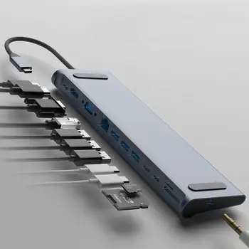 

12-in-1 USB-C Type-C Hub Adapter With 3 * USB 3.0 Ports / 2 * Type-C Ports / 60W Type-C PD Charging Port / 4K HD ......