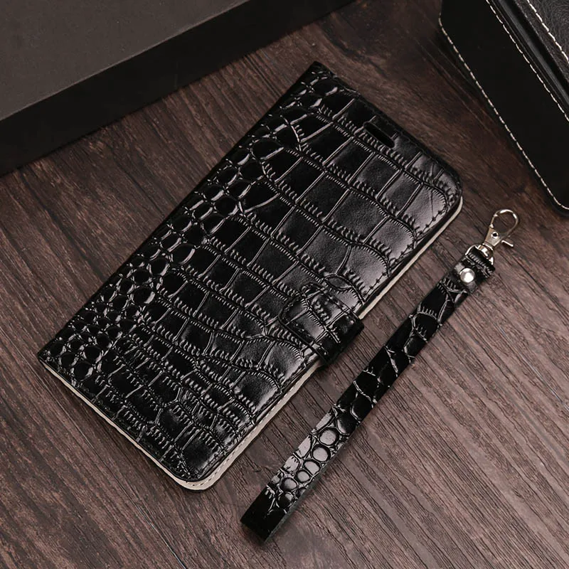 Black Flip Case For Huawei P10 P20 P30 lite Mate 10 20 lite Pro Y6 Y7 Y9 P Smart Crocodile Grain For Honor 7X 8X 9 9X 10 20 lite - Цвет: Black