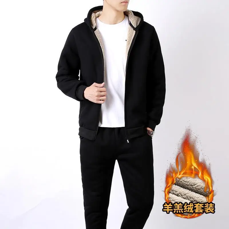 

Winter New Style Berber Fleece Hoodie Men's Pullover Loose-Fit Hooded Set Brushed And Thick Set Men's