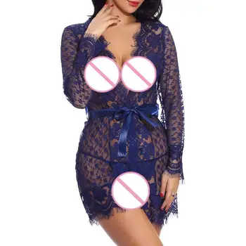 

Women Lingerie Plus Size Ladies Sexy Lace Lingerie Dress Set Sexy Underwear Bra And Briefs kimono sous vetement femme 3@