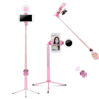 

170CM Bluetooth Extendable Mobile Phone Selfie Stick Tripod LED Ring Light Flash with Monopod Mount for Live Broadcast Selfie