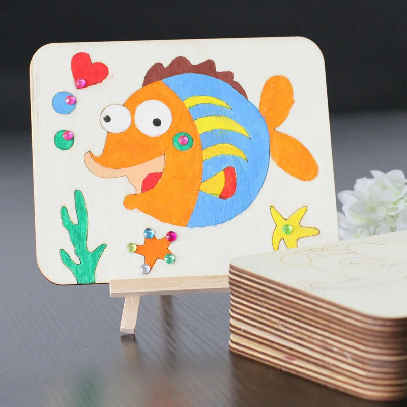 NEW 4Pcs Wooden frame Wood White Doodle board draw DIY Coloring Painting Children Handmade Craft Material Kindergarten Toys kids
