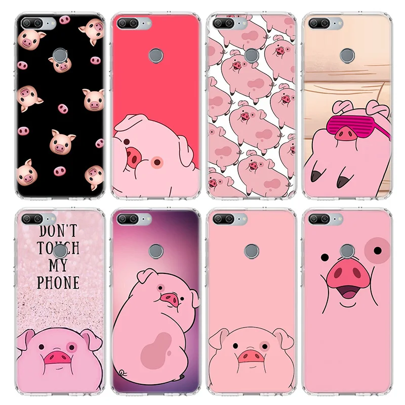 Милый розовый чехол Kawai Pig Для Huawei Honor 10 9 20 Lite 9X 8X 8A Pro 7A 7X Y5 Y6 Y7 Y9 2019 V20 V30 мягкий для