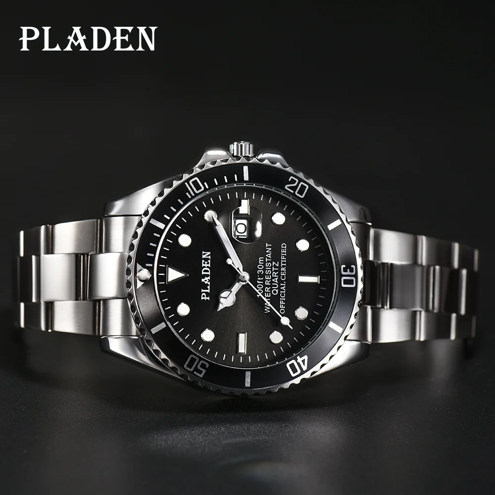 Ofertas Especiales PLADEN-relojes de cuarzo de lujo para hombre, cronógrafo completo de acero inoxidable, resistente al agua hasta 30M, a prueba de golpes, reloj de pulsera deportivo 0LdJlkgJML0