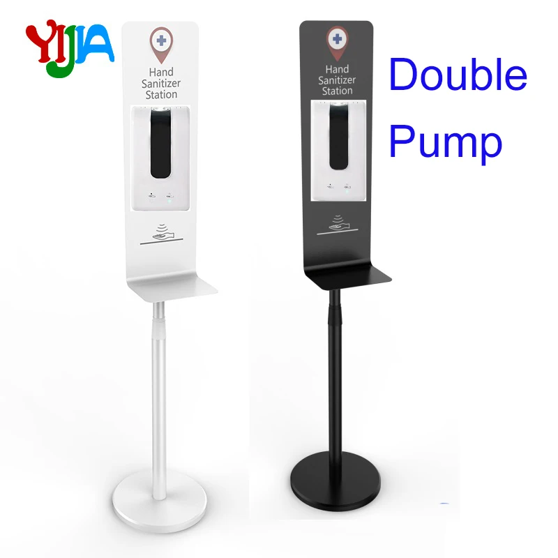 

Hot Double Pump Spray /Drip Automatic Soap Hand Sanitizer Dispenser 1500ml with Floor Stand For Shool Home Shop Public Place