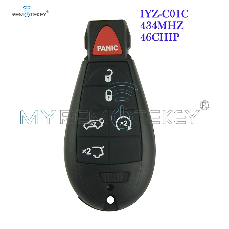 Remtekey #7 Fobik Key Remote 434Mhz IYZ-C01C 434MHZ 5+1 Button For Chrysler Dodge Jeep Journey Durango Grand Cherokee 2008-2012