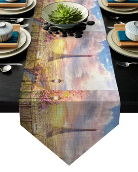 

Paris France Architecture Art Europe Table Runner Table Flag Home Party Decorative Tablecloth Table Runners