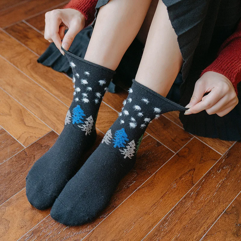 

Autumn and winter New Female Socks Tree Simple Retro College Female Student Warm Soft Medium Socks
