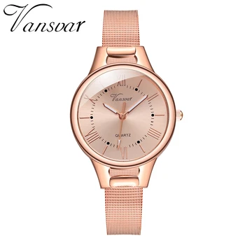 

Vansvar Brand Women Roma Dial Watch Casual Ladies Luxury Stainless Steel Quartz Watch Gift Clock Relogio Feminino