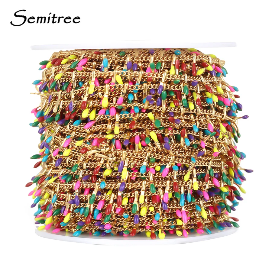 Цепочки Semitree из нержавеющей стали с эмалью в форме листа 1 метр фурнитура для ожерелья компоненты