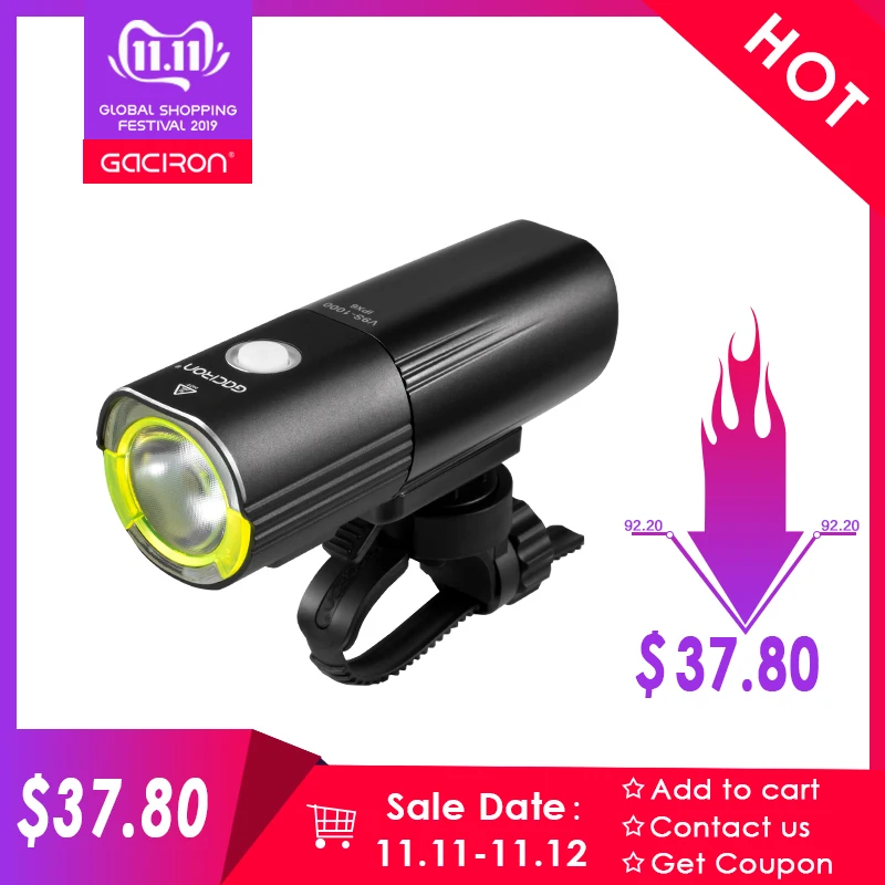 Flash Deal GACIRON Bicycle bike Headlight Waterproof 1000 Lumens MTB Cycling Flash Light Front LED Torch Light Power bank bike accessories 0