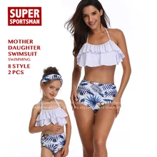 Женский сексуальный комплект бикини; Семейный комплект из двух предметов для девочек; детский купальник; пляжная одежда для мамы и дочки; бикини; детский купальный костюм