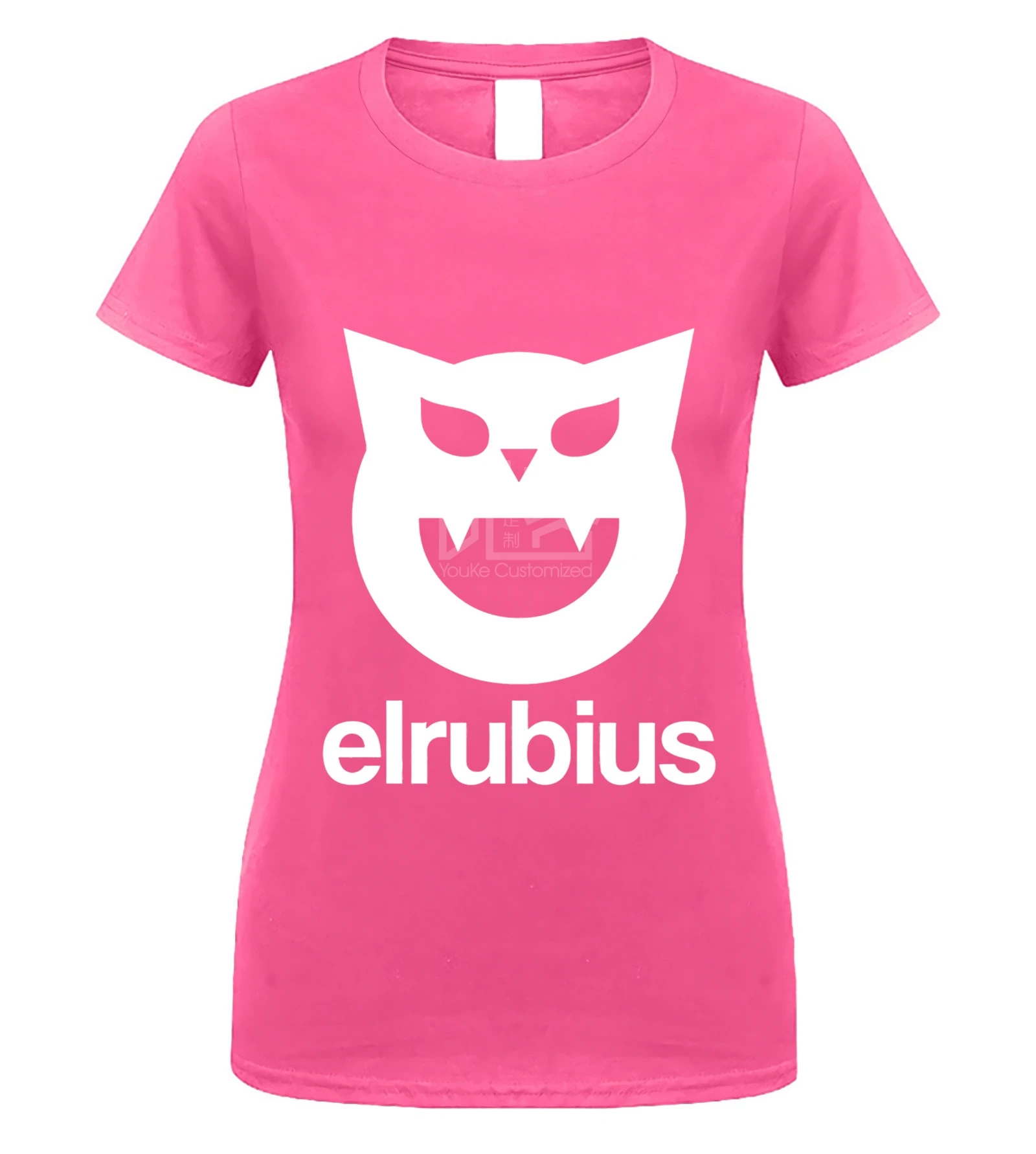 Футболка с круглым вырезом с логотипом Elrubius, топ с круглым вырезом, черная и белая футболка для мужчин - Цвет: women pink