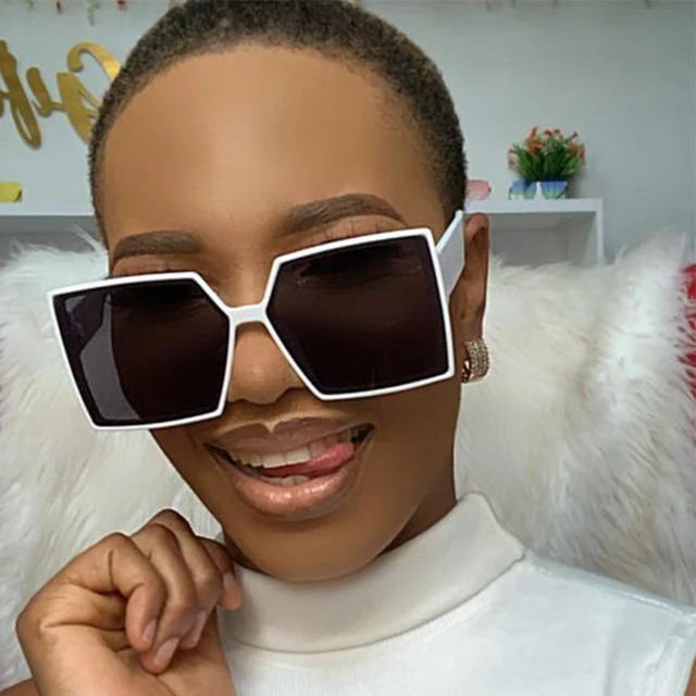 Wholesale 2019 New Fashion Plastic Big Square Frame Trendy Oversized Sun  Glasses One Piece lens Shades Sunglasses for Women Men From m.