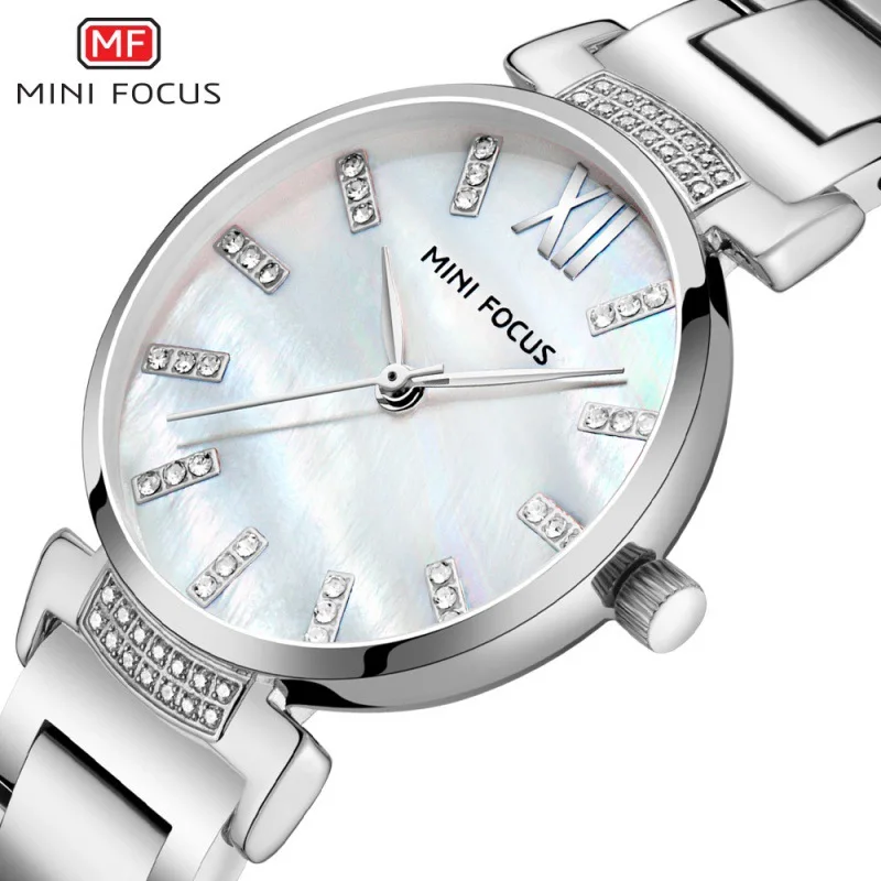 

Mini FOCUS Fashion Light Luxury Diamond Set Fritillary Steel Belt WOMEN'S Watch Japan Movement Waterproof Watch Women's 0227l