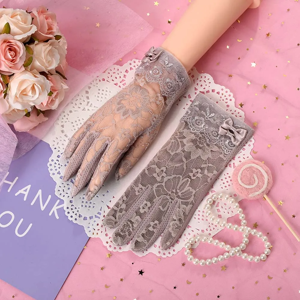 Fashion Women Gloves Spring Summer Ladies Non slip Lace Finger Gloves