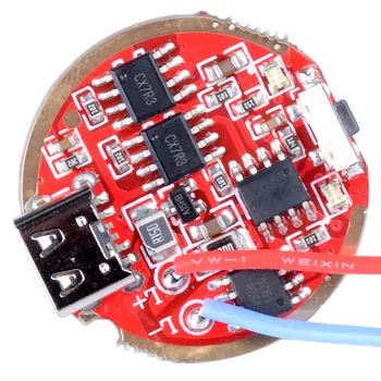 

28.5mm Type C USB Charge Stepless dimming Driver circuit board for XHP50 T6 L2 XPL USB-C rechargeable flashlight w/ side switch