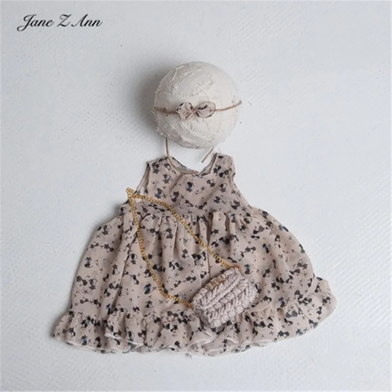 7headband dress bag Jane Z Ann/Аксессуары для детской фотосъемки для новорожденных девочек, летнее платье с цветочками+ повязка на голову+ сумка, комплекты для студийной съемки - Цвет: 7headband dress bag