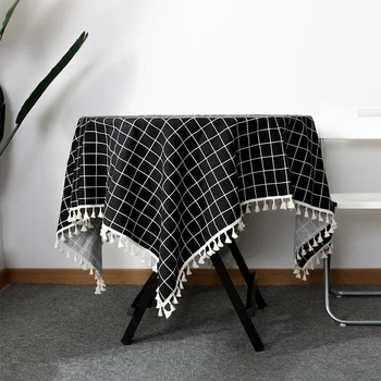 

Modern Nordic Style Party Home Decoration Picnic Patio Scratchproof Tabletop Printed Table Cloth Dinning Anti Dust With Tassels