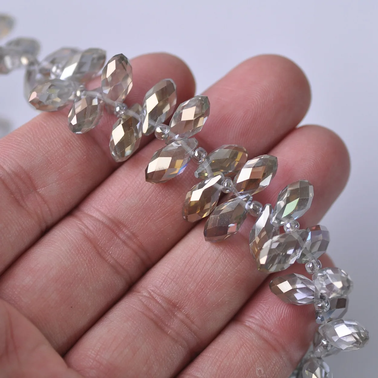 gold beads 2# Pure Color & Plated Teardrop Faceted Crystal Glass 6mm 8mm 10mm Top Drilled Pendant Drops Loose Beads For Jewelry Making DIY beaded Beads