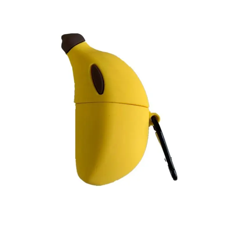 

Yellow Banana Protective Case Soft Silicone Cover with Carabiner for Airpods 1/2