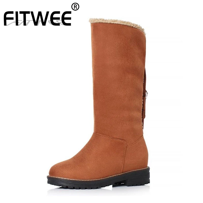 FITWEE/женские полусапожки Зимняя теплая хлопковая обувь с Плюшевым Мехом Женские