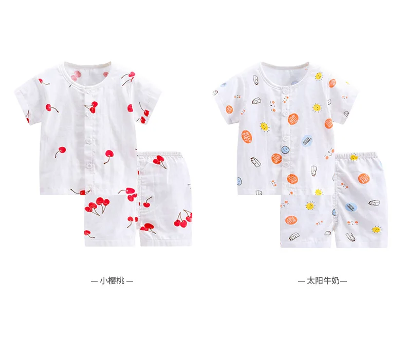 Детские пижамы, летний детский комплект домашней одежды из газовой ткани, осенние пижамы из чистого хлопка с длинными рукавами, тонкое нижнее белье