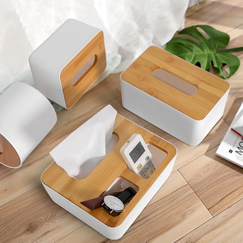 

Multi-Function Tissue Box Household Living Room Desktop Remote Control Storage Box Bedroom Wooden Cover Office Tissue Box